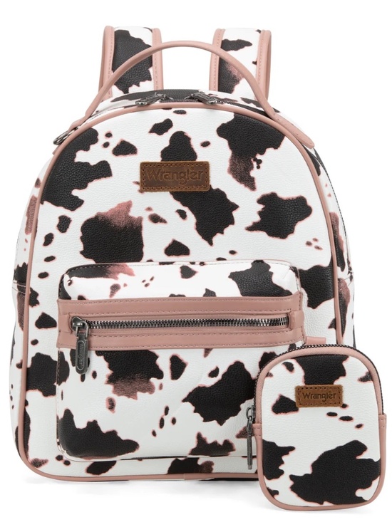 Wrangler Cow Print Backpack With Coin Pouch - Pink main image 2